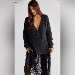 NEW FREE People Charcoal Cozy Knit Sweater Tunic, Size Small
